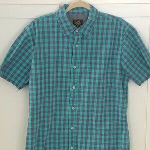 Mens L Lee Short Sleeve Checkered Shirt